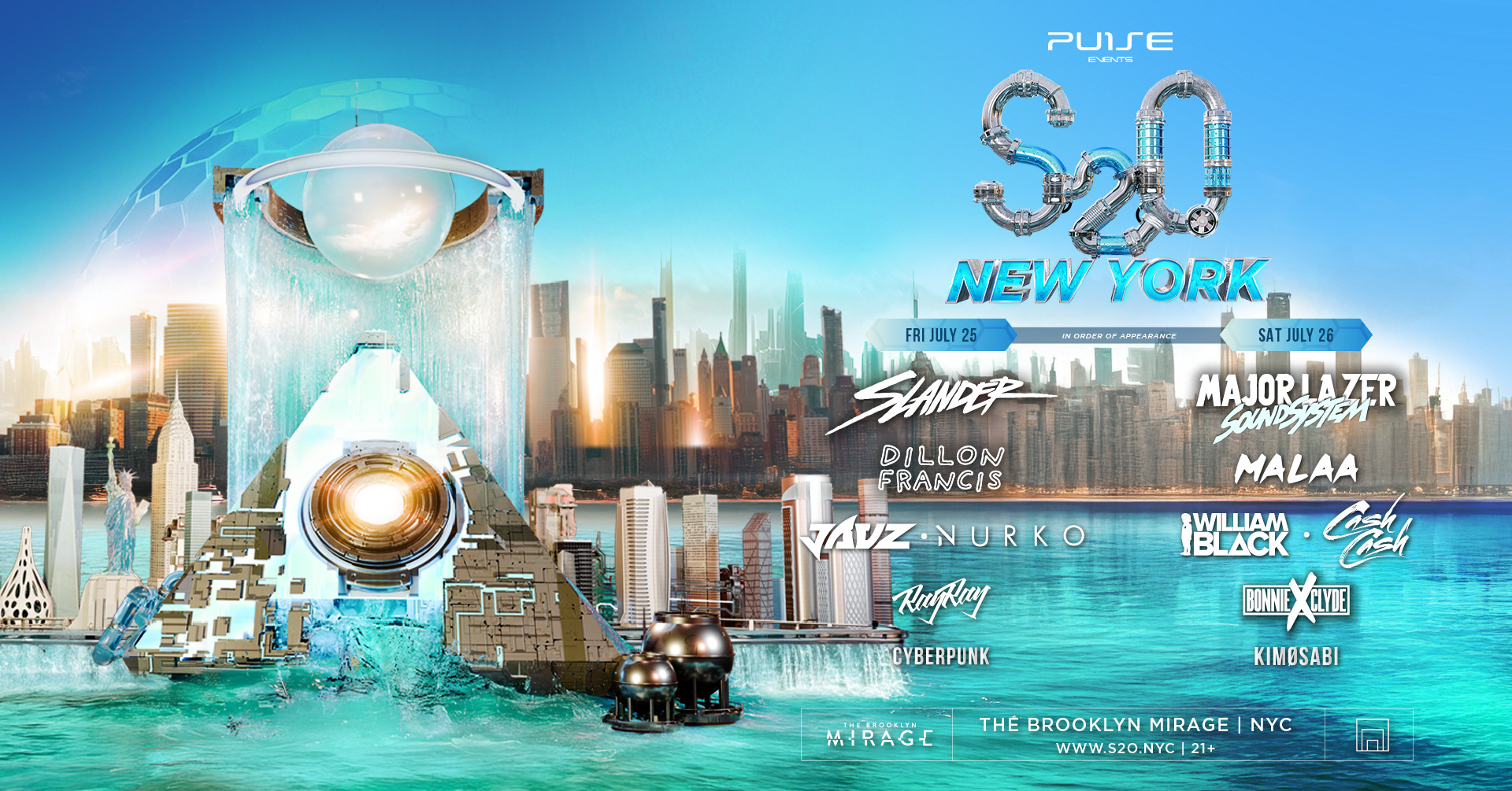 S2O line up upon the waters of a futuristic looking city