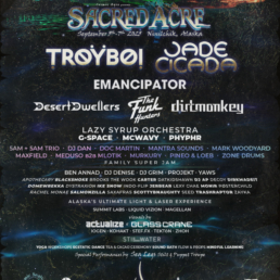 a list and dates of all the artists playing sacred acre