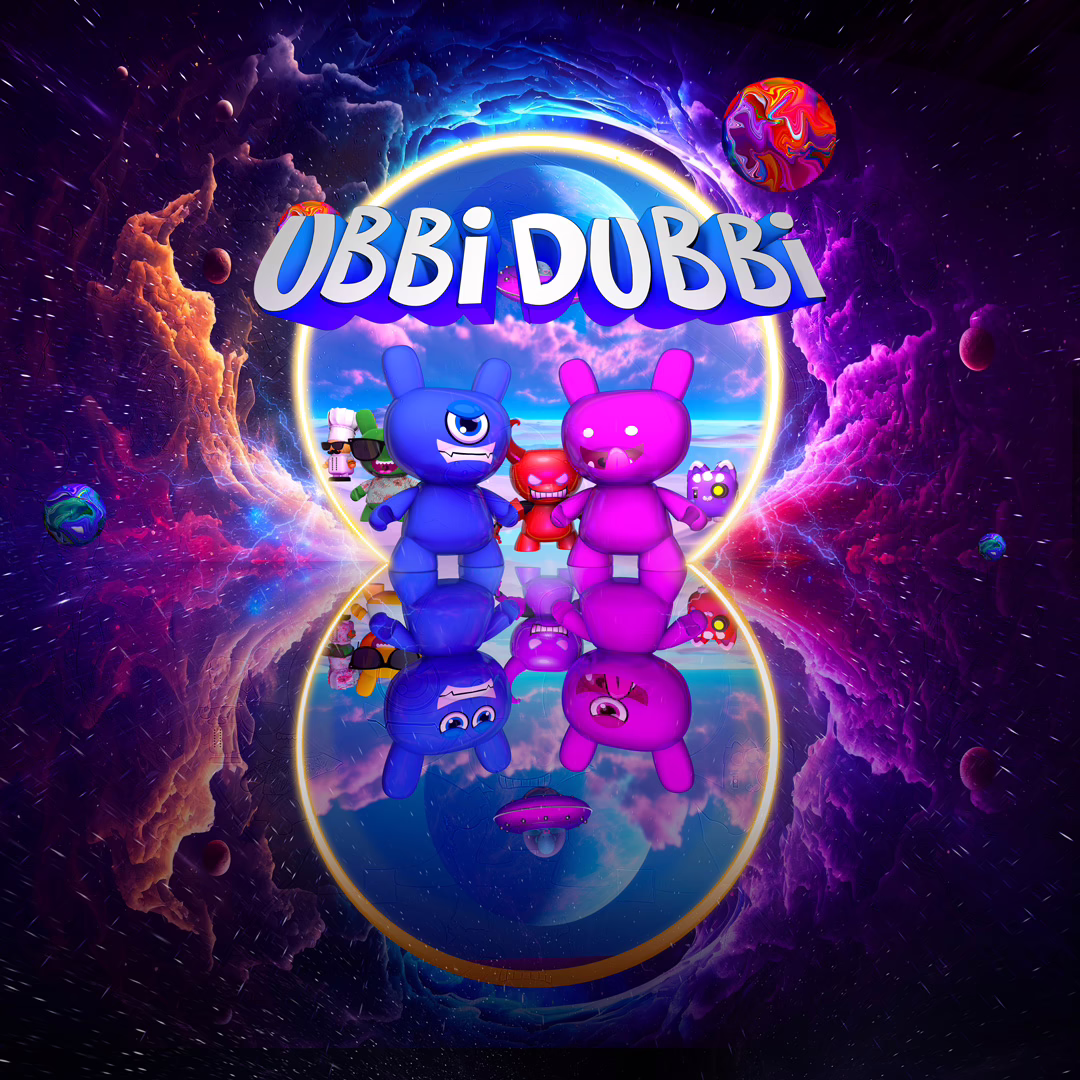 Picture of Ubbi and Dubbi walking through a galaxy