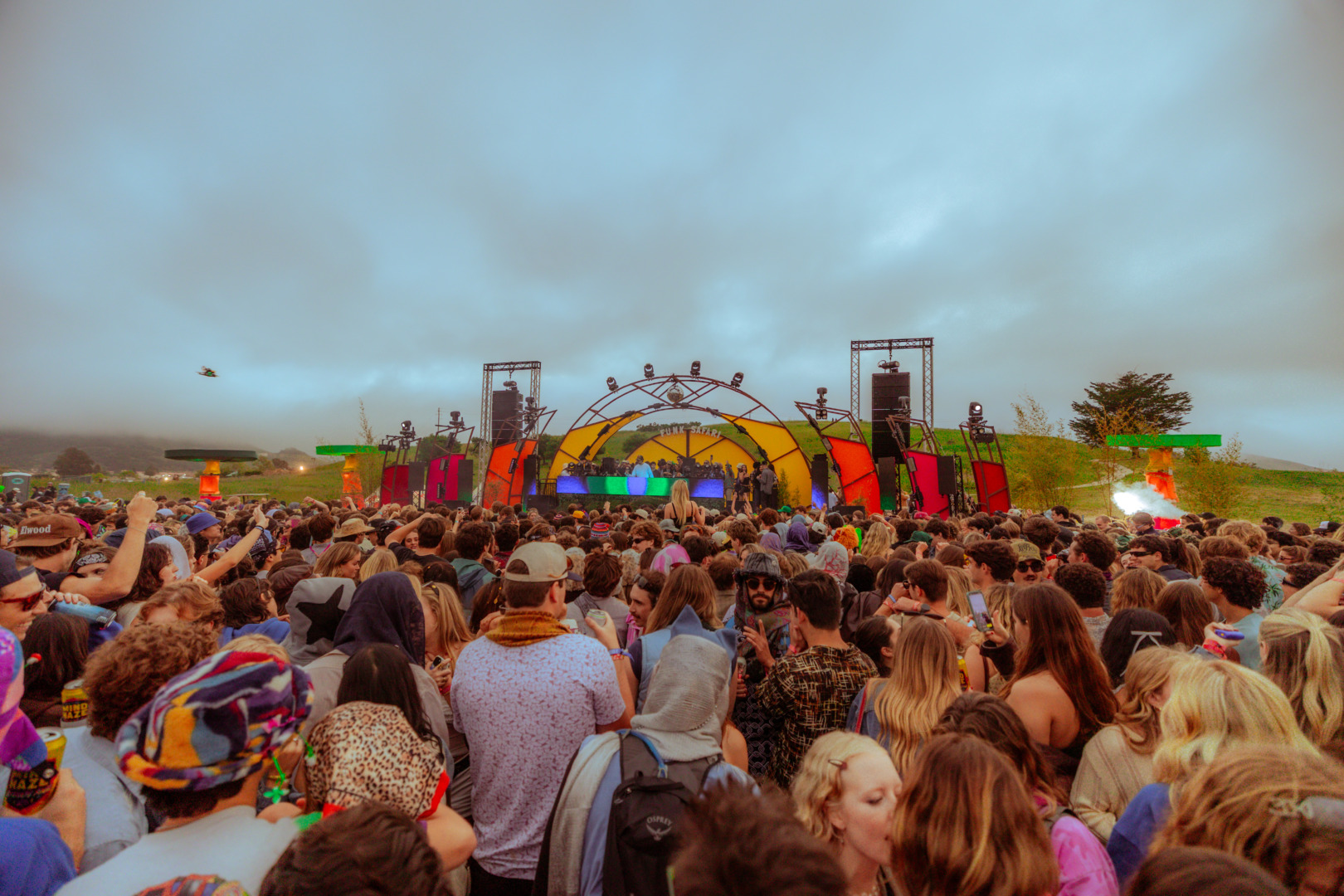 Funk Safari stage, surrounded by festival attendees