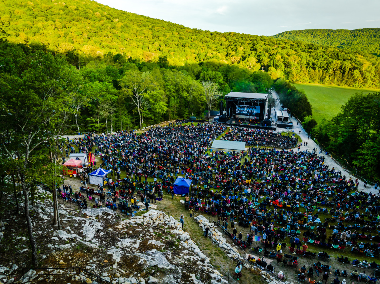An overhead view of the caverns amphitheatre
