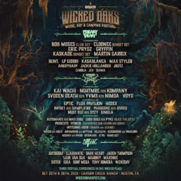 the flyer / line up for wicked oaks music festival