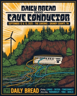 The cave conductor flyer including the list of all the dates and supporting acts