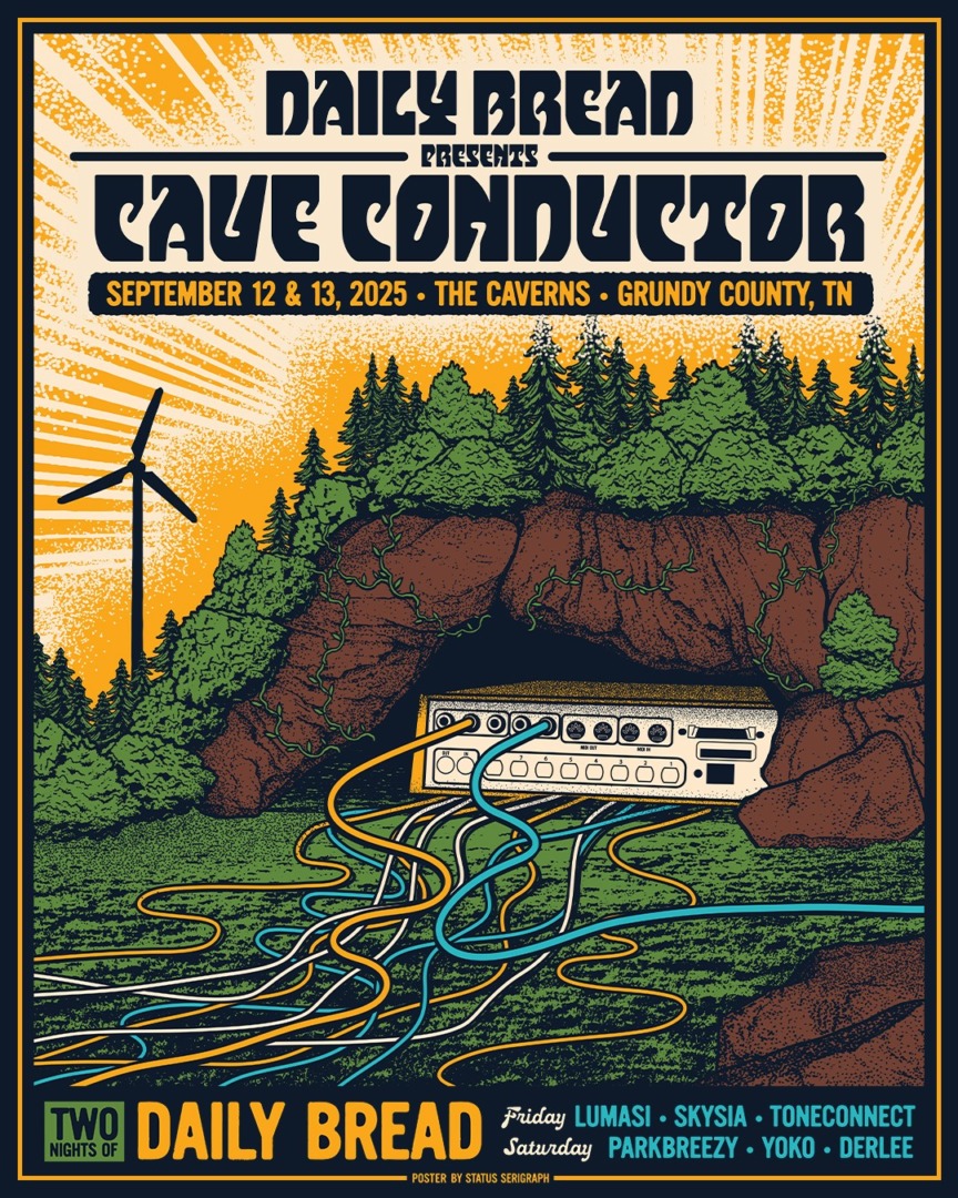 The cave conductor flyer including the list of all the dates and supporting acts