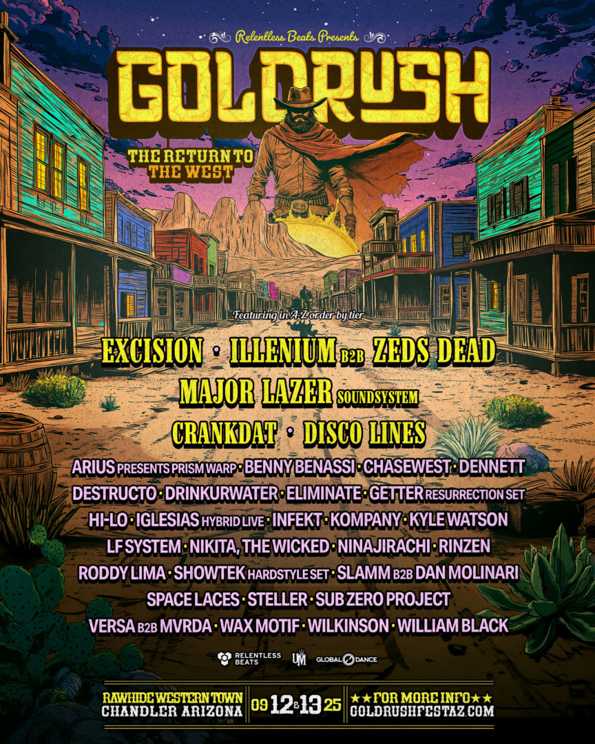 list of all the artists playing this years goldrush festival az