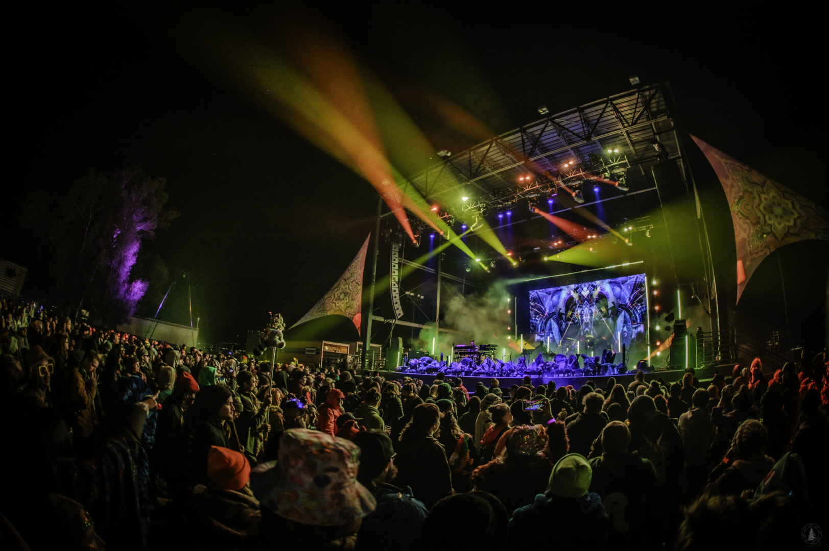 late night lasers blasting into the night