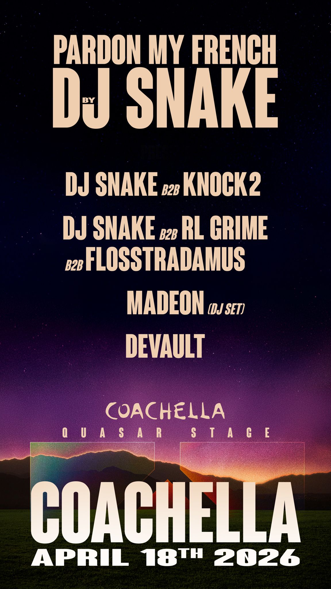 DJ Snake Brings a Historic Moment to Coachella 2026 with “Pardon My French” Lineup